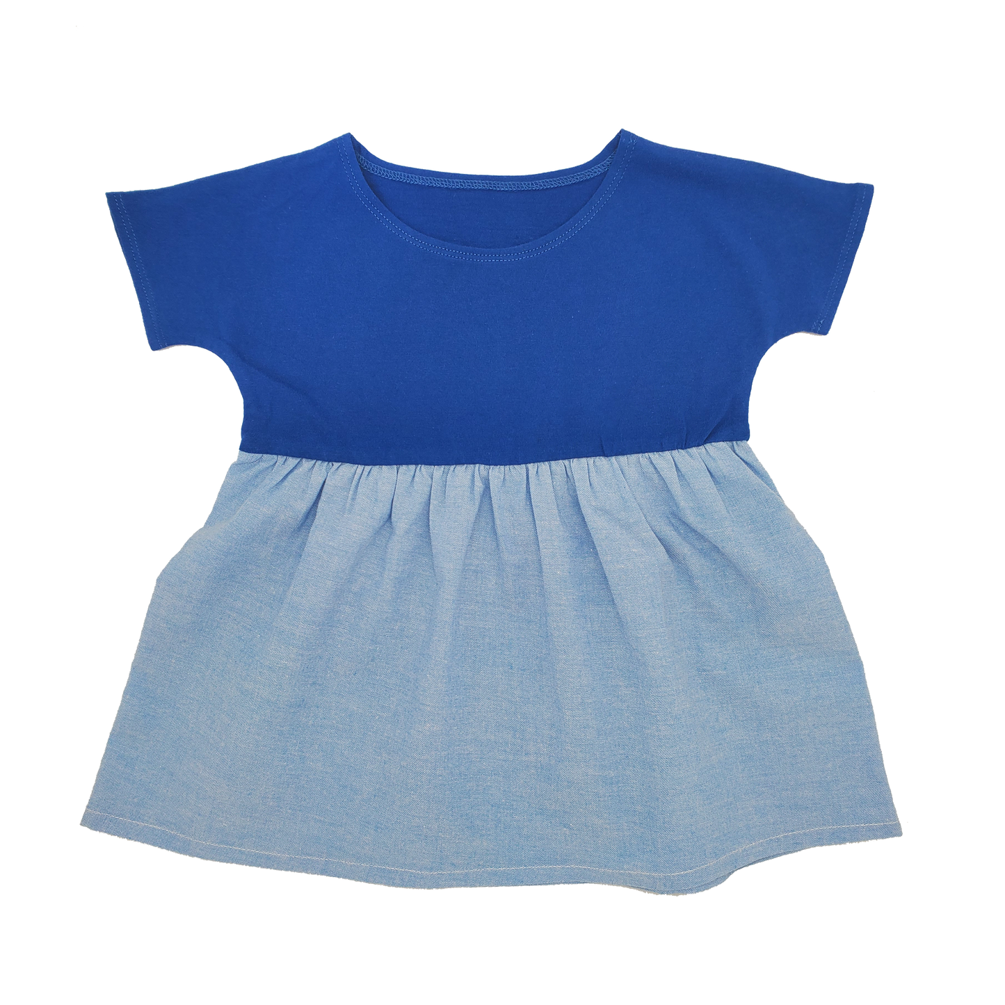 robe enfant bleue upcycling coupe oversize confortable pratique vêtement enfant écoresponsable made in france