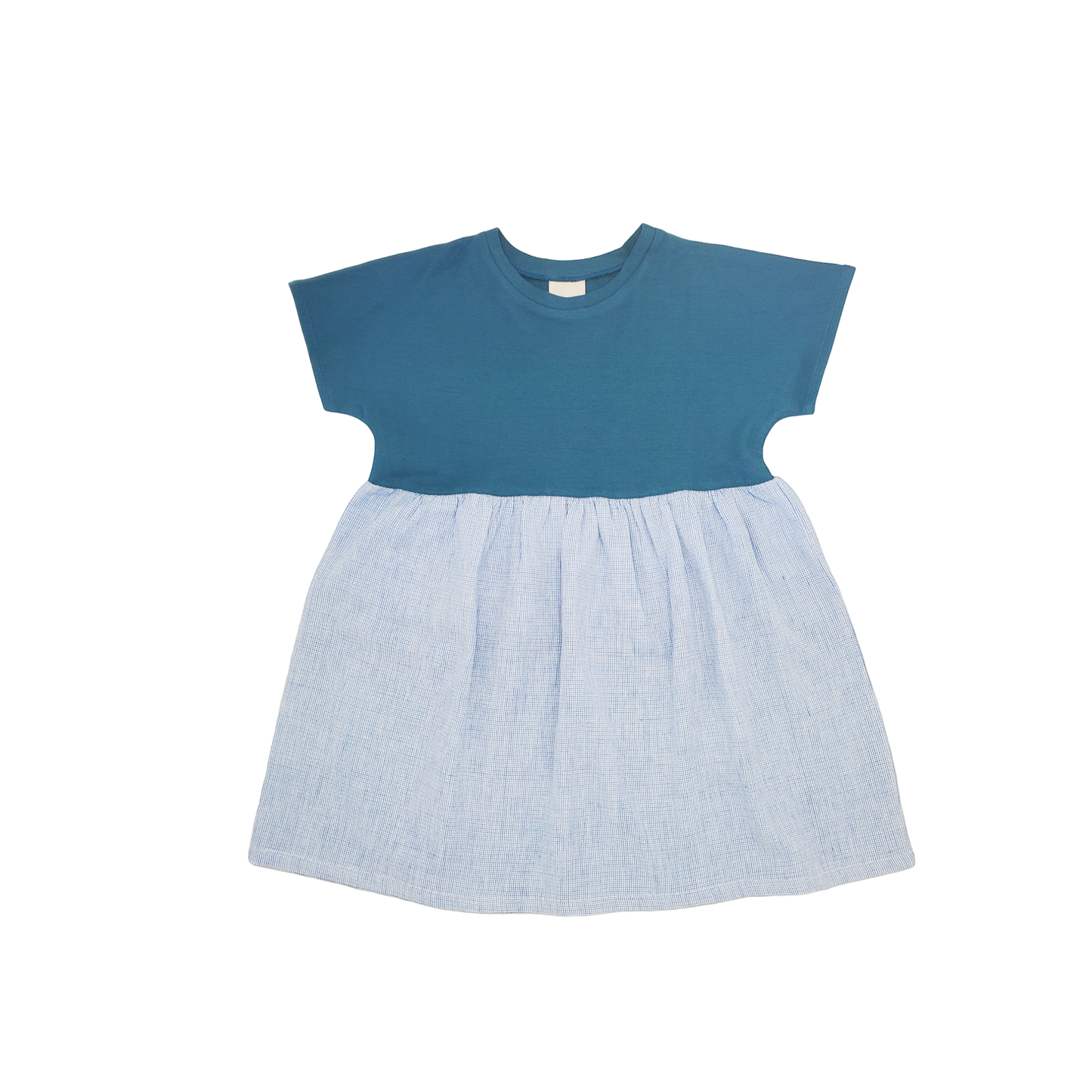robe enfant bleue coton upcycling coupe oversize confortable pratique vêtement enfant écoresponsable made in france